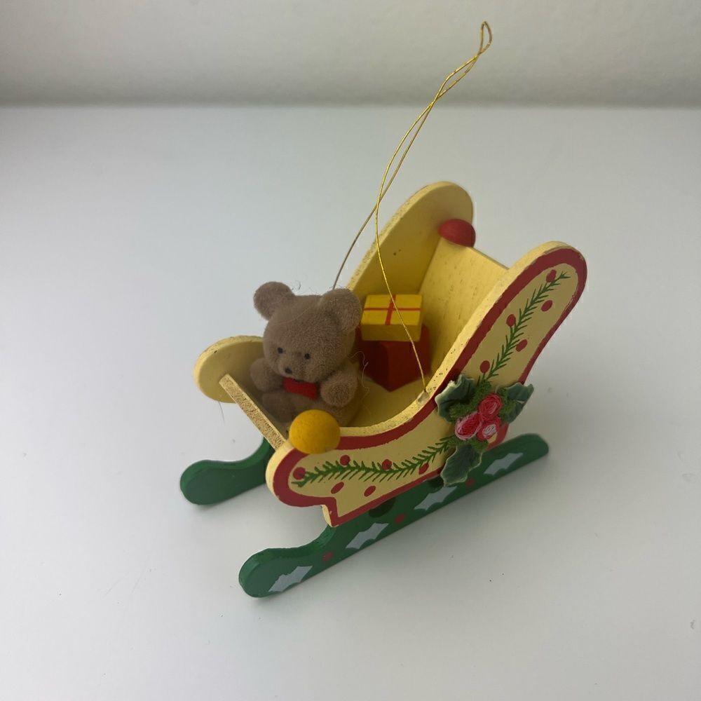 Vintage One Mail Box And Four Bear Sled Ornaments